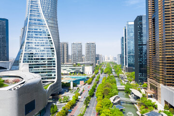 Wall Mural - Aerial photography CBD center of Qianjiang New City, Hangzhou