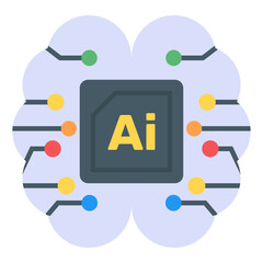 Canvas Print - trendy unique icon of artificial brain, editable vector