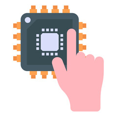 Sticker - 
Microprocessor in flat icon, editable vector 

