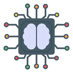 Canvas Print - microprocessor in flat icon, editable vector