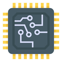 Wall Mural - 
Microprocessor in flat icon, editable vector 


