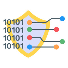 Canvas Print - binary protection in flat icon