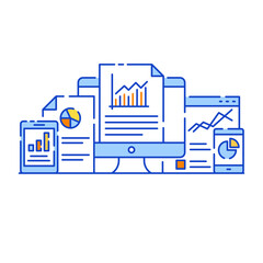 Canvas Print - stock market analysis in flat design illustration