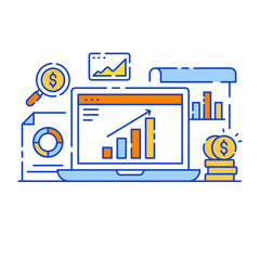 Canvas Print - stock market analysis in flat design illustration