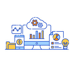 Canvas Print - data report flat design illustration, editable vector