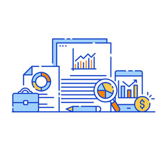 Wall Mural - 
Website link analysis flat illustration, web analytics 

