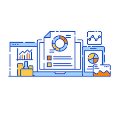 Canvas Print - data report flat design illustration, editable vector
