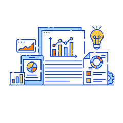 Canvas Print - data report flat design illustration, editable vector