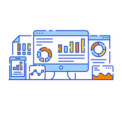 Canvas Print - analytics application in flat design illustration, editable vector