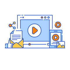 Canvas Print - website link analysis flat illustration, web analytics