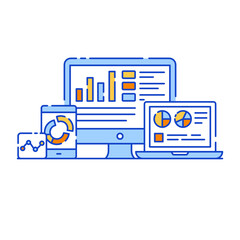 Canvas Print - analytics application in flat design illustration, editable vector