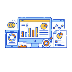 Wall Mural - 
Analytics dashboard report in flat design illustration, editable vector 

