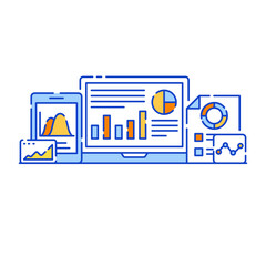 Canvas Print - analytics dashboard report in flat design illustration, editable vector
