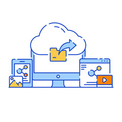 Canvas Print - business cloud computing flat illustration design, editable vector
