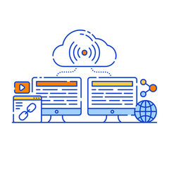 Canvas Print - flat illustration design of cloud connection