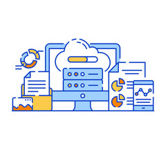 Canvas Print - big data storage flat illustration design, editable vector
