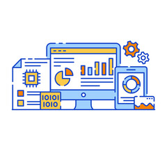 Wall Mural - 
Admin dashboard flat illustration, editable vector 

