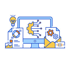 Canvas Print - data synchronization flat illustration design, graphical representation