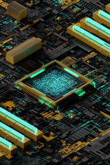 Detail of industrial computer cpu.