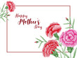 Drawing watercolor carnation on a white background. Happy mother's day. Spring background.