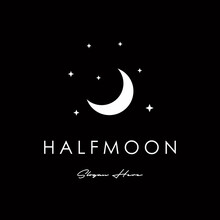 Half Moon Logo Design Template, Vector Illustration.