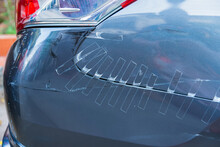 Transparent Tape Is Used To Cover Marks From Car Accidents.
