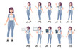 © kai001 - Set of female characters in different poses.Vector .