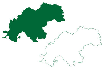  Kanker district (Chhattisgarh State, Bastar division, Republic of India) map vector illustration, scribble sketch Kanker map