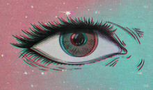 Eye And Holographic Magical Stars Illustration