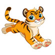 Little jumping tiger cartoon character vector illustration