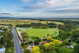 Fototapeta Mapy - Aerial view of Lochiel Street Reserve oval in Orbost, Victoria, Australia