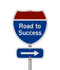 Wall Mural - Road to success on red, white and blue USA highway sign