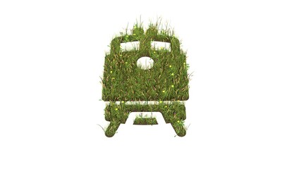 Sticker - 3d rendered grass field of symbol of train front view isolated on white background