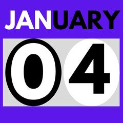 January 4 . Modern daily calendar icon .date ,day, month .calendar for the month of January