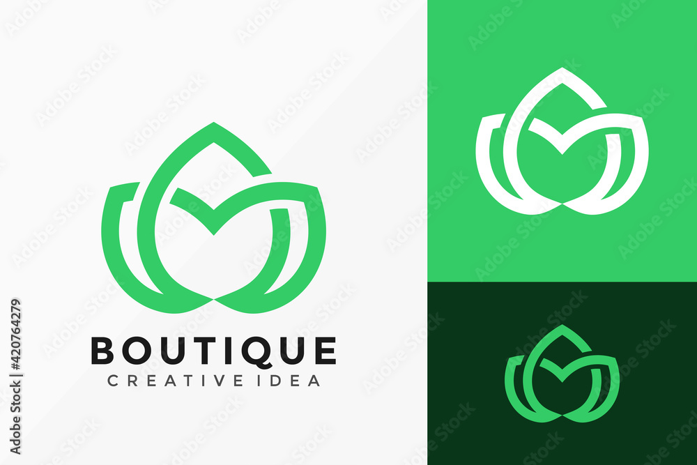 Letter M Line Art Lotus Flower Boutique Logo Vector Design. Abstract ...