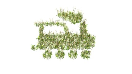 Sticker - 3d rendered grass field of symbol of locomotive isolated on white background