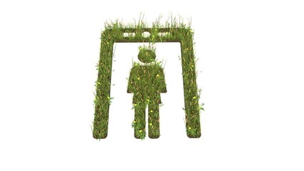 Sticker - 3d rendered grass field of symbol of frame metal detector isolated on white background