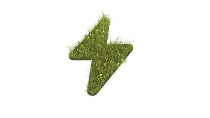 Sticker - 3d rendered grass field of symbol of flash camera isolated on white background