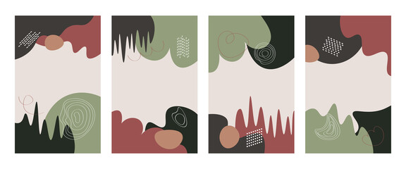 vector set of abstract creative backgrounds in modern minimal trendy style - earth tone design templ