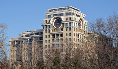 Wall Mural - Fragment of houses on Golutvinsky lane in early spring on sunny day, Moscow, Russia