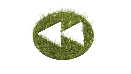 Sticker - 3d rendered grass field of symbol of rewind isolated on white background