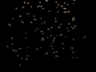 Wall Mural - falling rocks isolated on black background.3d rendering illustration.