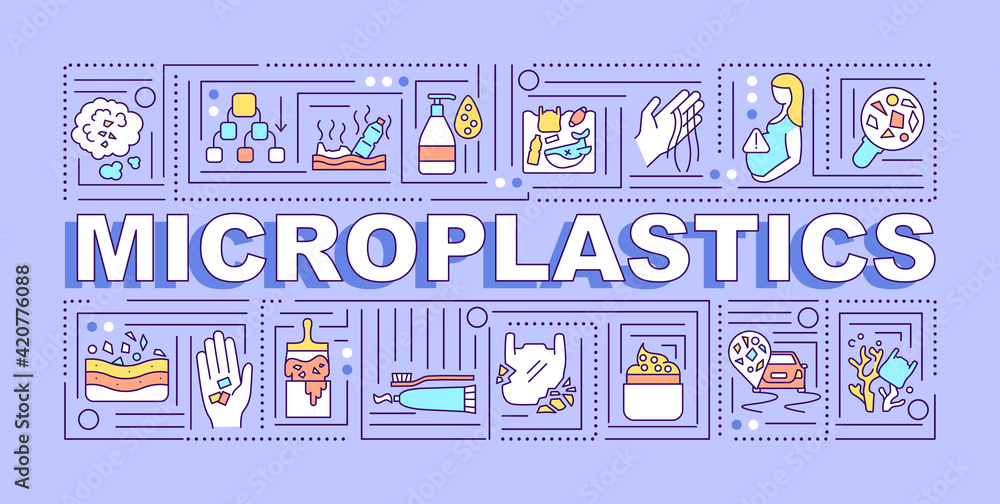 Microplastics word concepts banner. Global warming problem ...
