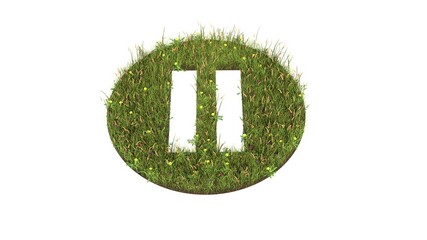 Wall Mural - 3d rendered grass field of symbol of pause isolated on white background