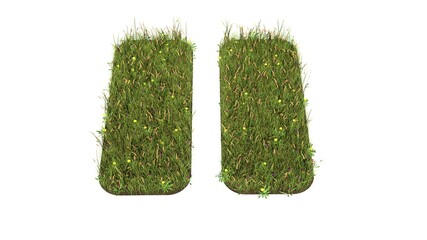 Wall Mural - 3d rendered grass field of symbol of pause isolated on white background