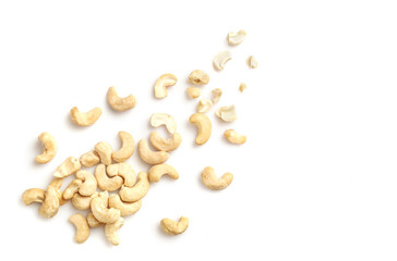 Wall Mural - Tasty raw cashew nuts isolated on white