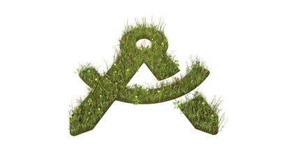 3d rendered grass field of symbol of drafting compass isolated on white background