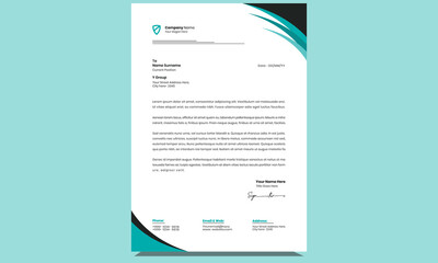 Wall Mural - Modern fresh corporate professional creative clean business style letterhead template design for your project design with unique black and blue shapes.  