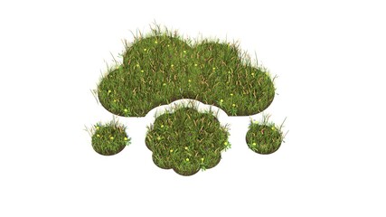 Sticker - 3d rendered grass field of symbol of cloud meatball isolated on white background