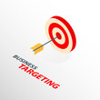 Isometric targetng with arrow icon isolated 3d